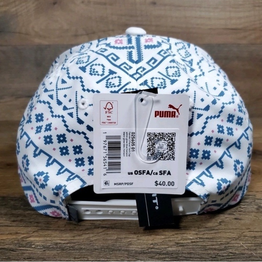 PUMA Men's 5-Panel Tech Snapback Golf Hat Cap White Glow - Blue NEW - Picture 4 of 10